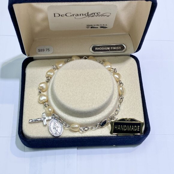 Synthetic Pearl Rosary Bracelet - Picture 1 of 5